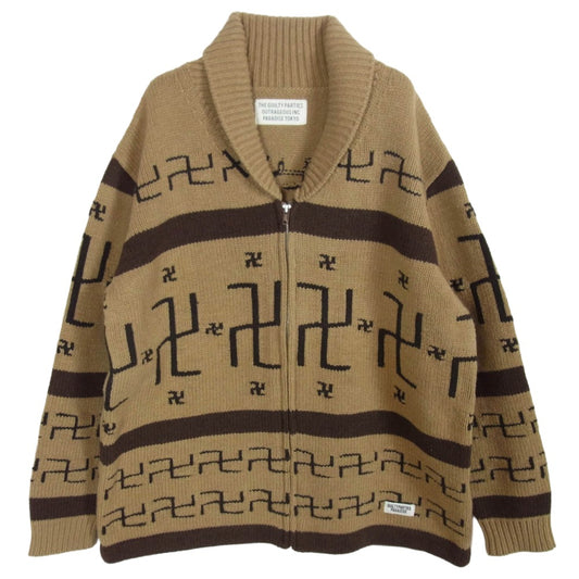 WACKO MARIA ワコマリア 18AW COWICHAN SWEATER カウチン ニット セーター ライトブラウン系 M【中古】