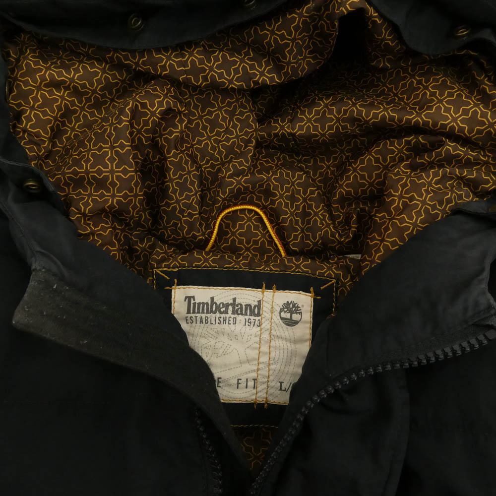 Timberland ティンバーランド フード リブ ダウン ジャケット ブラック系 L【中古】