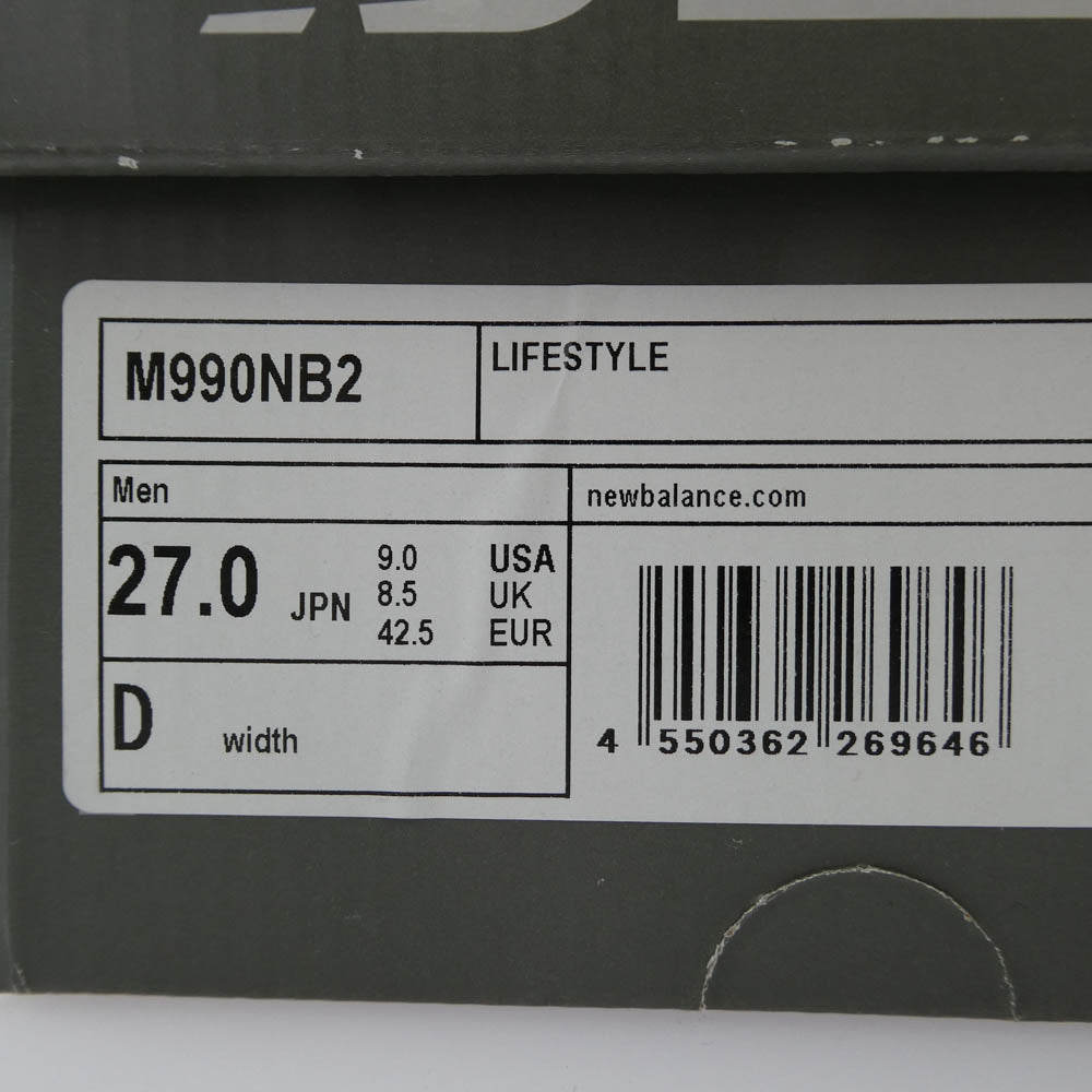 NEW BALANCE ニューバランス M990NB2 990 USA製 ローカット スニーカー ネイビー ネイビー系 グレー系 27cm【中古】