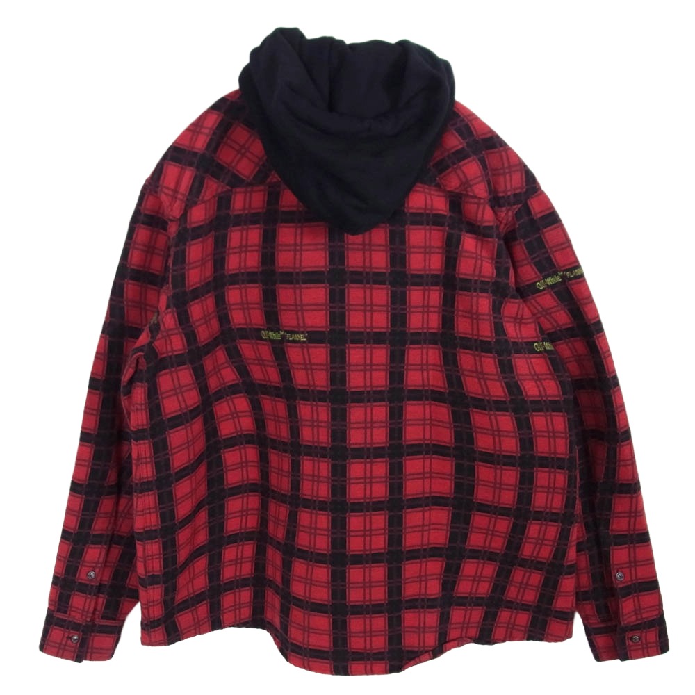OFF-WHITE オフホワイト 20SS OMGA100R20G53001 フーディー パーカー レイヤード フランネル チェック シャツ レッド系 S【中古】