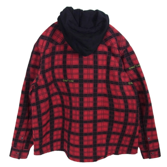 OFF-WHITE オフホワイト 20SS OMGA100R20G53001 フーディー パーカー レイヤード フランネル チェック シャツ レッド系 S【中古】