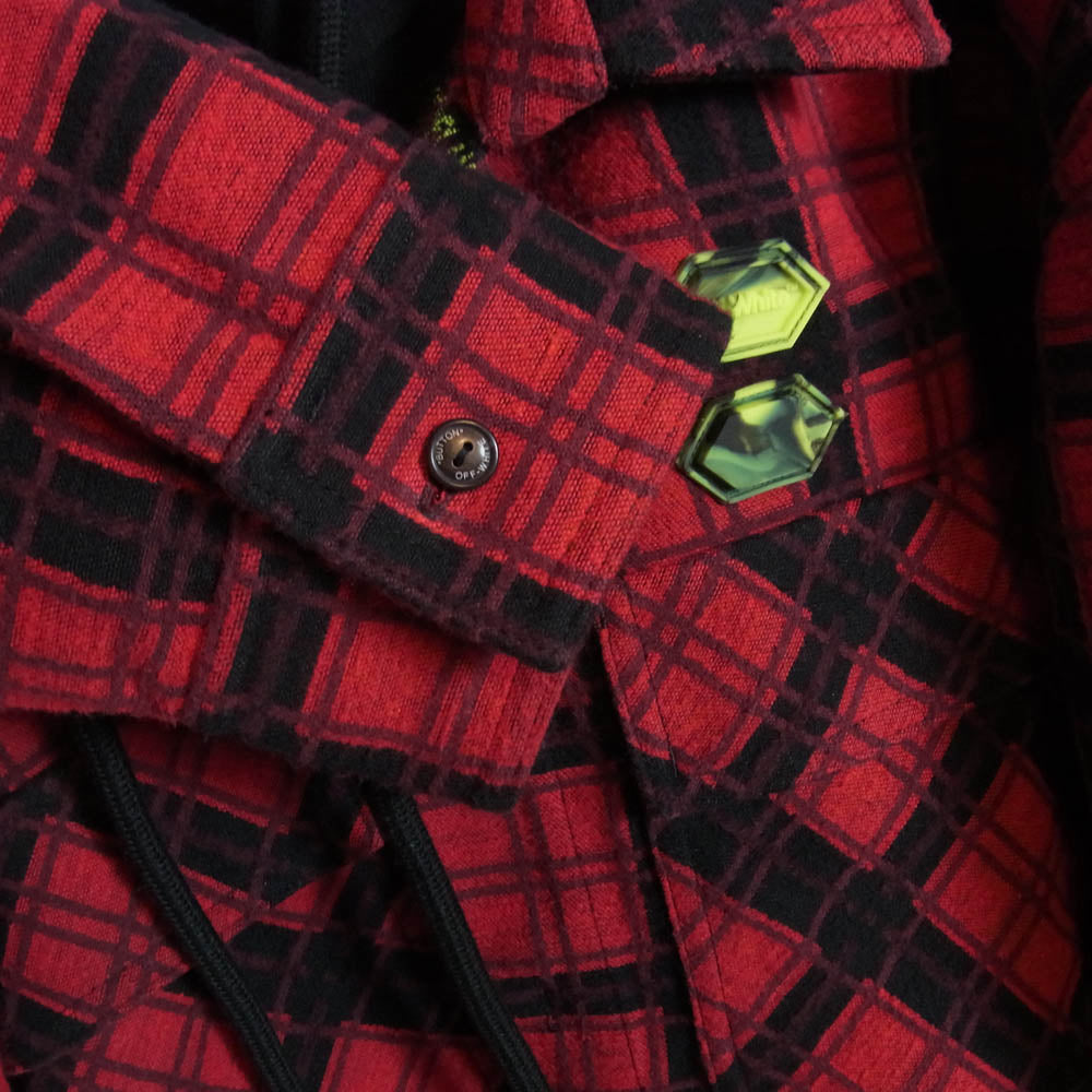 OFF-WHITE オフホワイト 20SS OMGA100R20G53001 フーディー パーカー レイヤード フランネル チェック シャツ レッド系 S【中古】