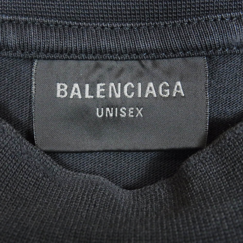 BALENCIAGA バレンシアガ 25SS 787349 TRVS8 3B Liquefied T-Shirt Oversized リキファイド ロゴ オーバーサイズ ダメージ加工 プリント 半袖 Tシャツ チャコール系 2【中古】