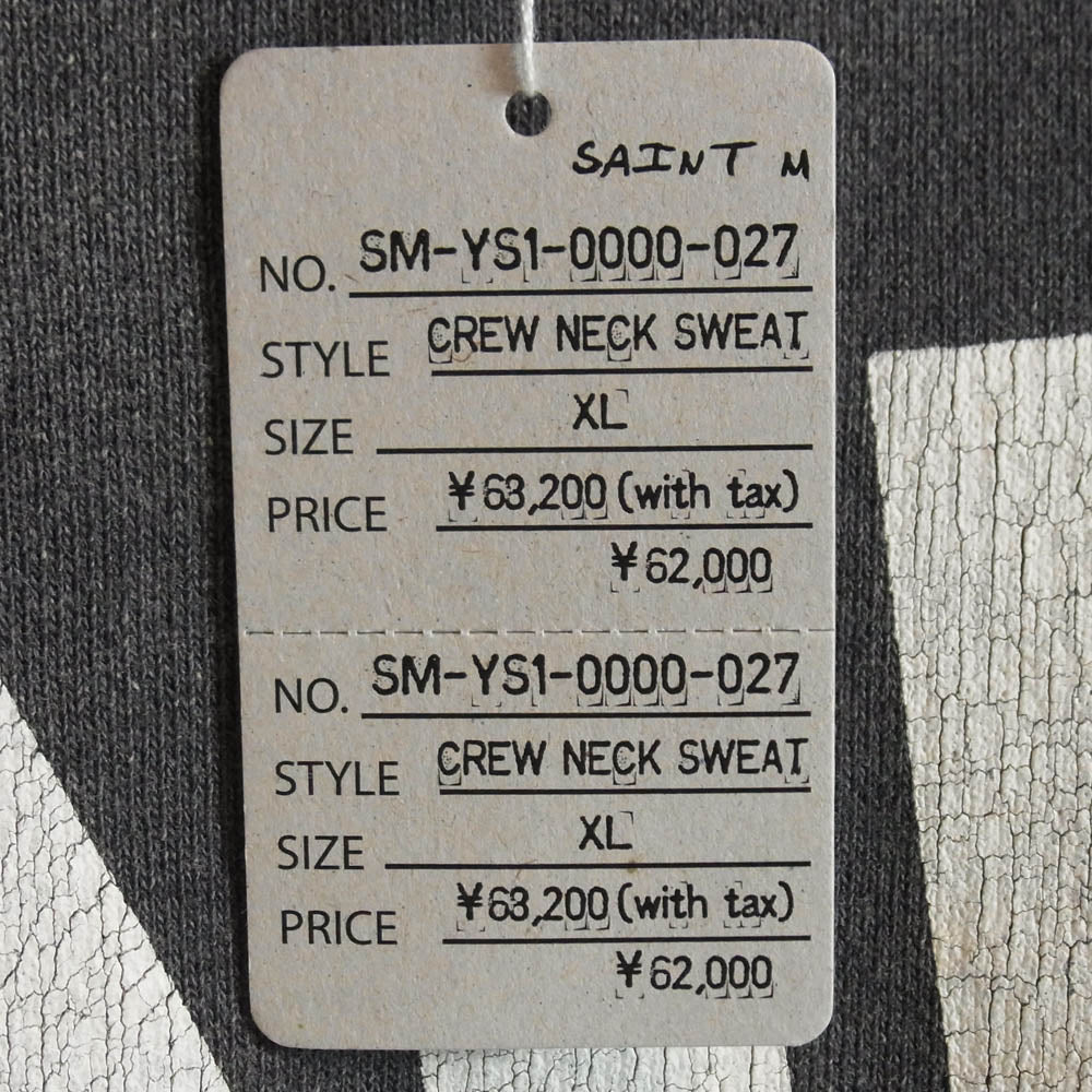 SAINT MICHAEL セントマイケル 24AW SM-YS1-0000-027 Crew Sweat_Saint Black クルーネック スウェット チャコール系 XL【中古】