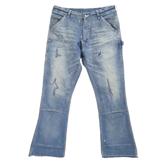 SAINT MICHAEL セントマイケル 24AW SM-YS1-0000-066 DOUBLE KNEE DENIM ダブル ニー デニム パンツ インディゴブルー系 M【中古】