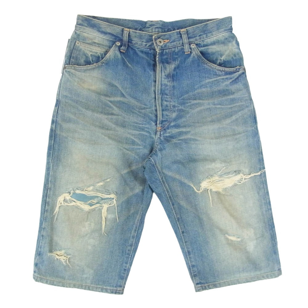 ISAMUKATAYAMA BACKLASH イサムカタヤマバックラッシュ 1133-06 クラッシュ加工 ダメージ加工 デニム ハーフ ショート パンツ インディゴブルー系 S【中古】
