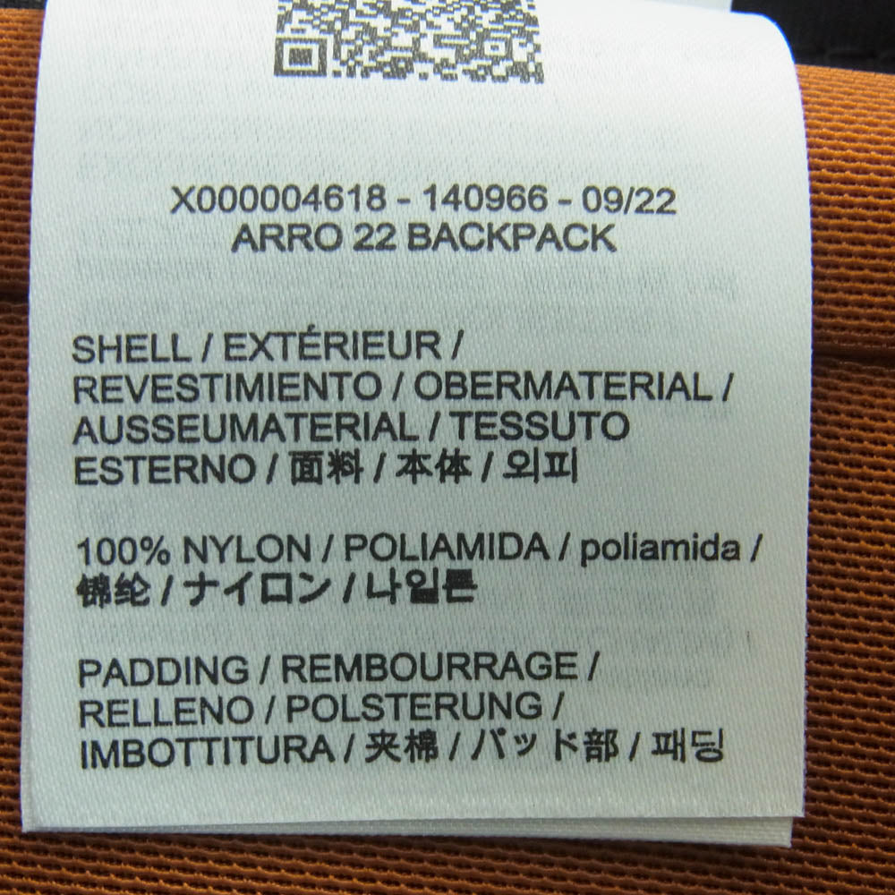 ARC'TERYX アークテリクス X000004618 Arro 22 Backpack アロー バックパック オレンジ系 ブラック系 Fika【極上美品】【中古】