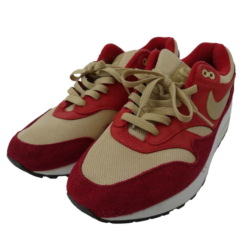 NIKE ナイキ 908366-600 AIR MAX 1 PREMIUM RETRO エアマックス プレミアム レトロ スニーカー レッド系 ベージュ系 27.5cm【中古】