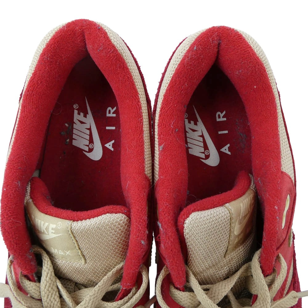NIKE ナイキ 908366-600 AIR MAX 1 PREMIUM RETRO エアマックス プレミアム レトロ スニーカー レッド系 ベージュ系 27.5cm【中古】