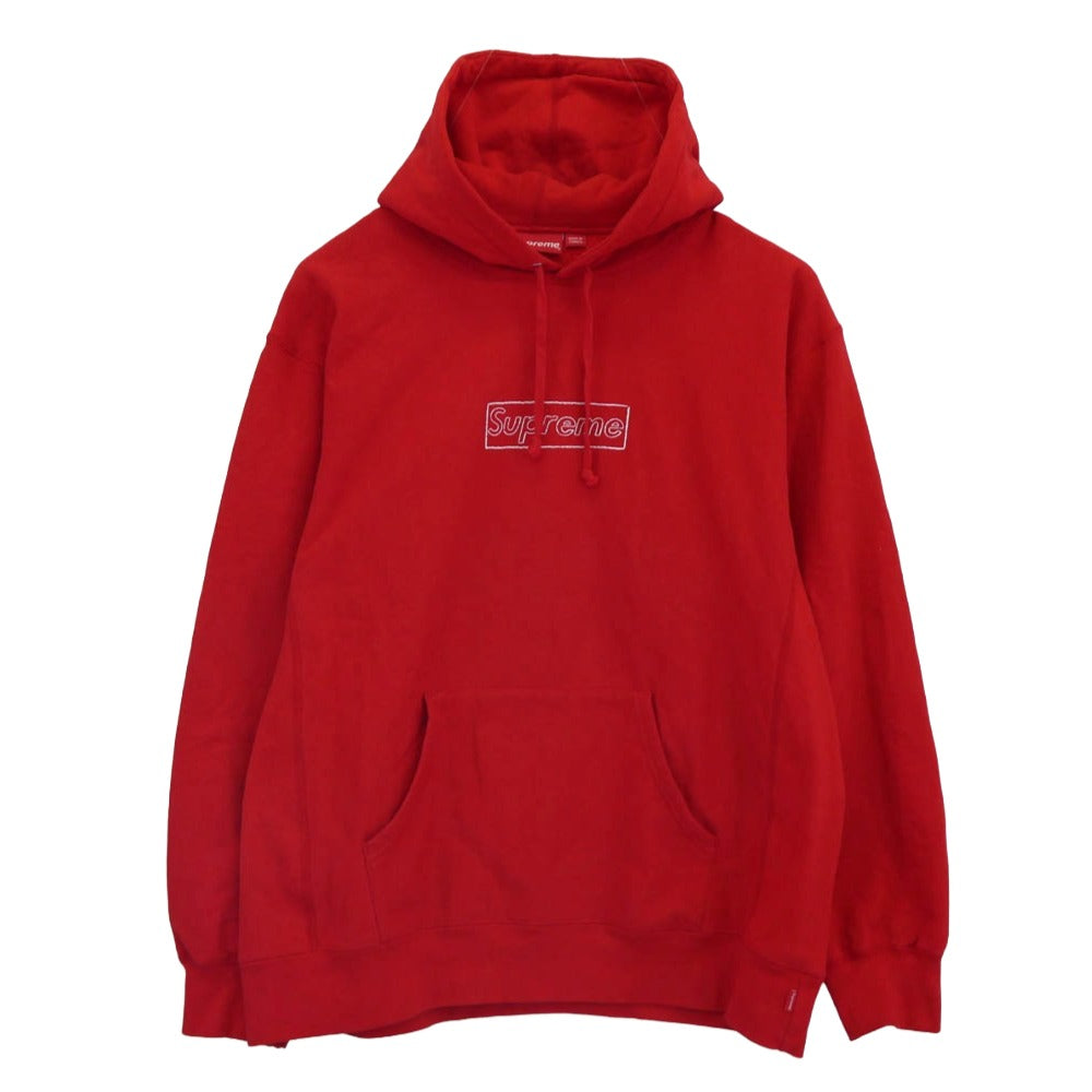 Supreme シュプリーム 21SS KAWS Chalk Logo Hooded Sweatshirt カウズ チョーク フーデッド スウェットシャツ パーカー レッド系 XL【中古】