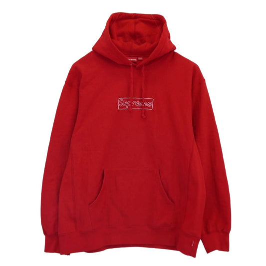 Supreme シュプリーム 21SS KAWS Chalk Logo Hooded Sweatshirt カウズ チョーク フーデッド スウェットシャツ パーカー レッド系 XL【中古】