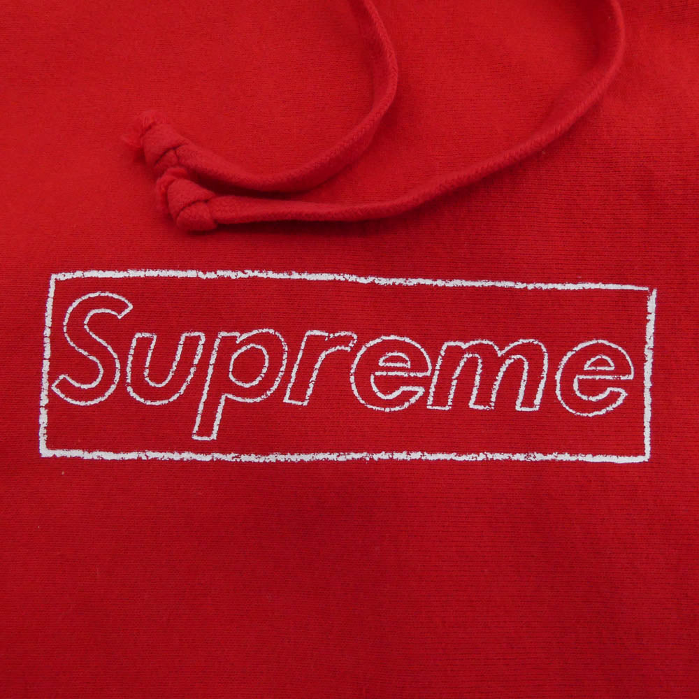 Supreme シュプリーム 21SS KAWS Chalk Logo Hooded Sweatshirt カウズ チョーク フーデッド スウェットシャツ パーカー レッド系 XL【中古】