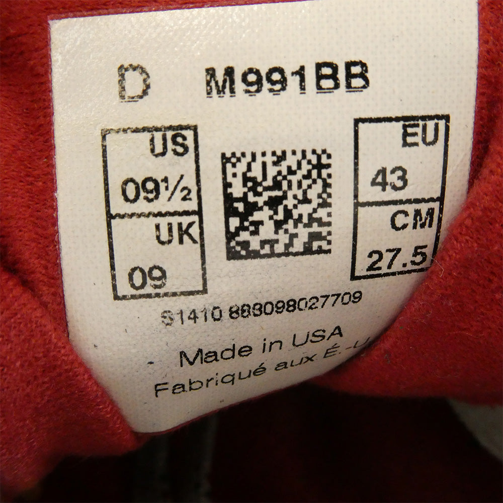 NEW BALANCE ニューバランス M991BB USA製 ローカット スニーカー ランニングシューズ ネイビー系 27.5cm【中古】