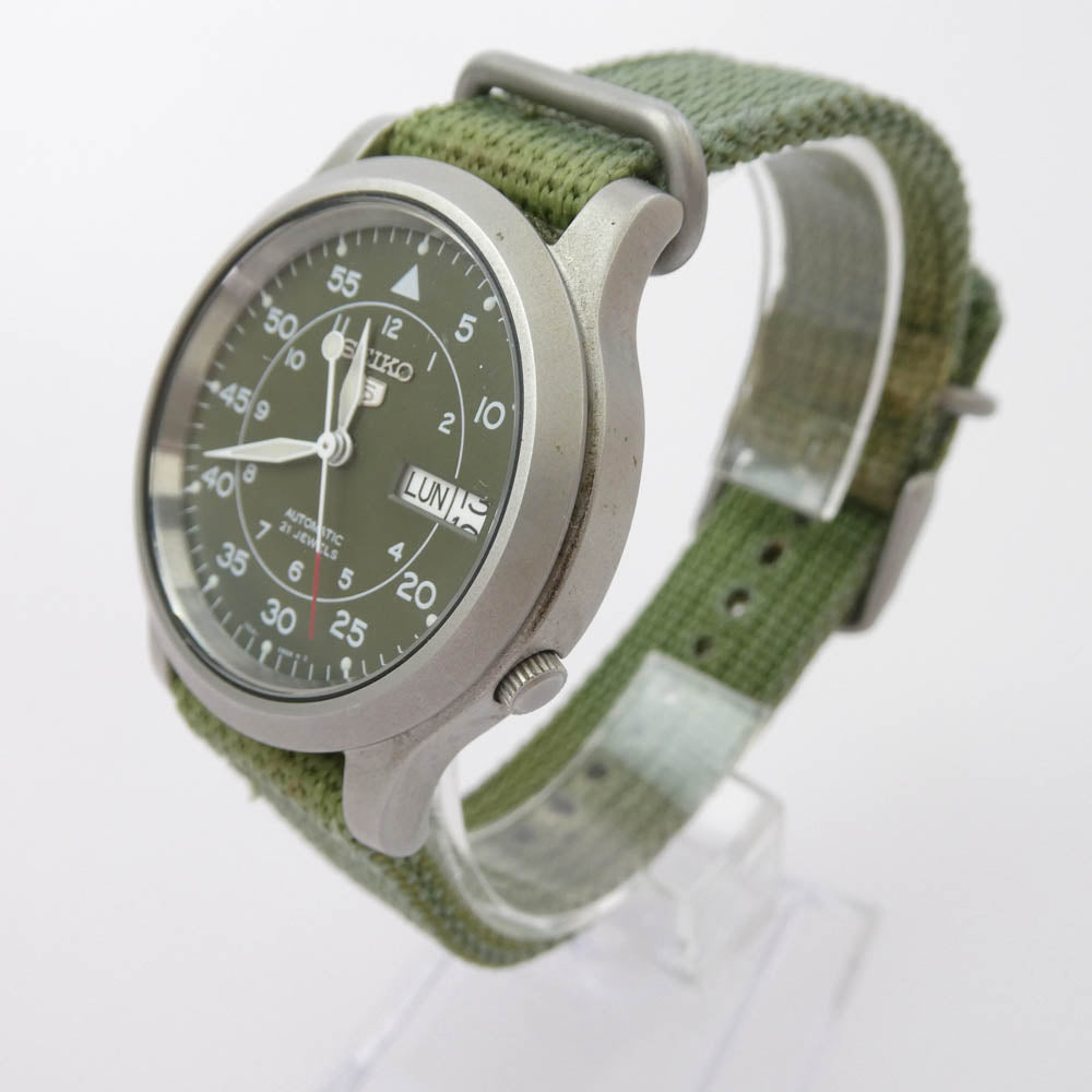 SEIKO セイコー 7S26-02J0 オートマチック 自動巻き 裏スケルトン ミリタリーウ ォッチ 腕時計 カーキ系【中古】