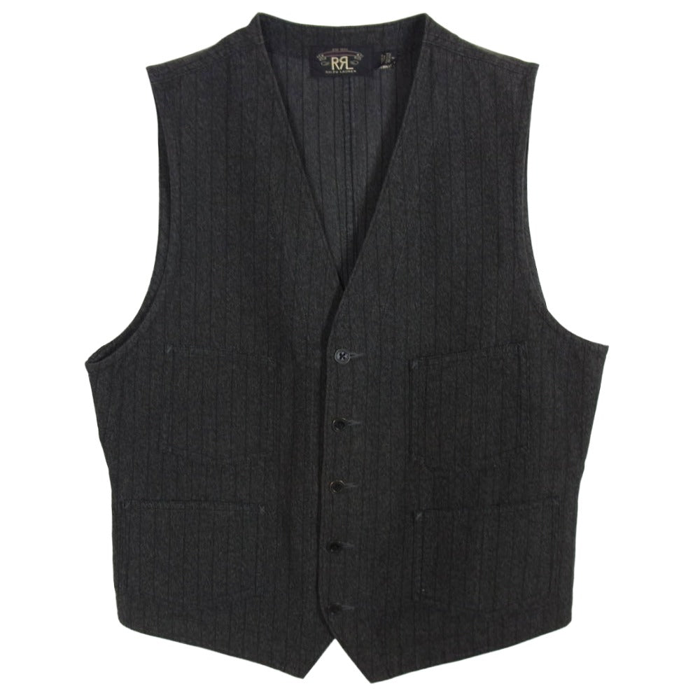 RRL ダブルアールエル Striped Work Vest ストライプ ワーク ベスト グレー系 M【中古】