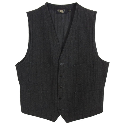 RRL ダブルアールエル Striped Work Vest ストライプ ワーク ベスト グレー系 M【中古】