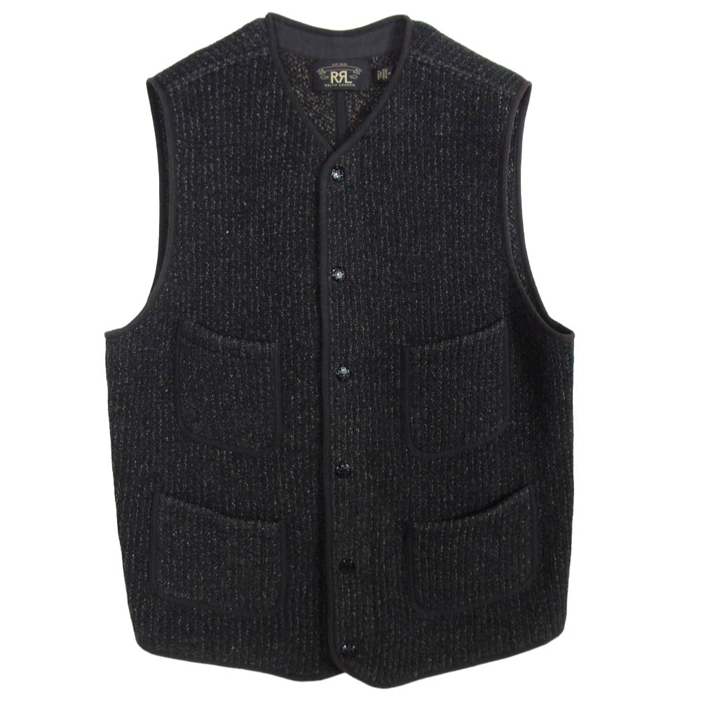 RRL ダブルアールエル コットン シルク ビーチクロス ベスト ブラック系 ブラウン系 M【中古】