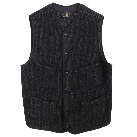 RRL ダブルアールエル コットン シルク ビーチクロス ベスト ブラック系 ブラウン系 M【中古】