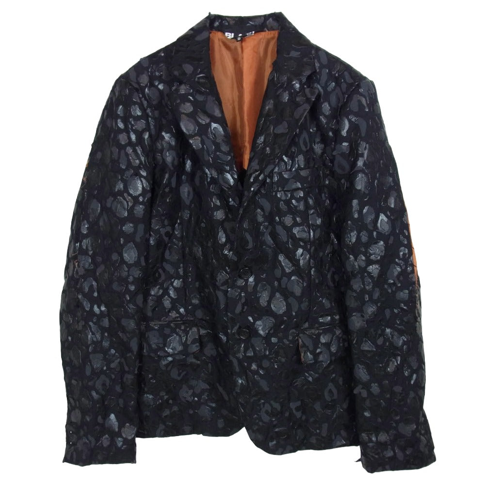 BLACK COMME des GARCONS ブラックコムデギャルソン AD2020 1G-J005 エステル 製品加工 レオパード プリント 皺加工 ジャケット ブラック系 S【中古】