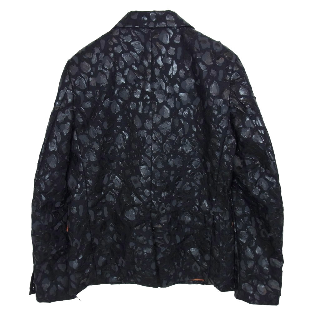 BLACK COMME des GARCONS ブラックコムデギャルソン AD2020 1G-J005 エステル 製品加工 レオパード プリント 皺加工 ジャケット ブラック系 S【中古】