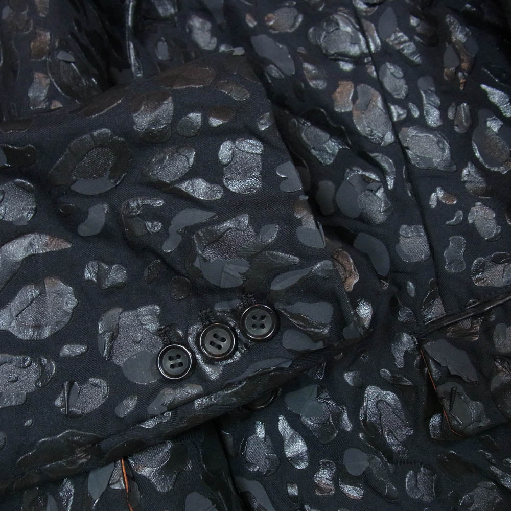BLACK COMME des GARCONS ブラックコムデギャルソン AD2020 1G-J005 エステル 製品加工 レオパード プリント 皺加工 ジャケット ブラック系 S【中古】