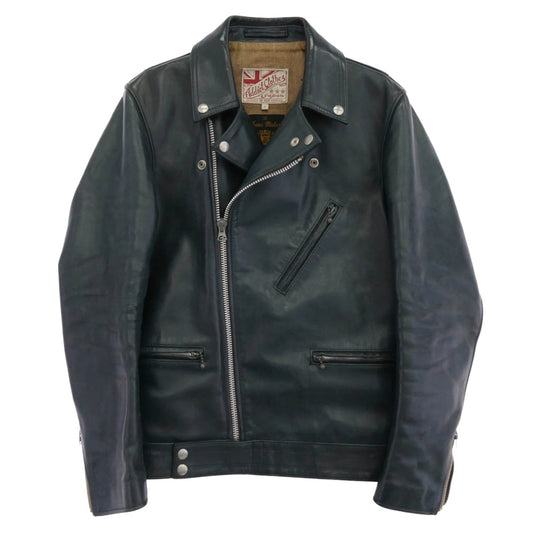ADDICT CLOTHES アディクトクローズ 2896EX × FULLCOUNT フルカウント Horse-Hide British Riders Jacket ホースハイド ダブル ライダース ジャケット グリーン系 36【中古】