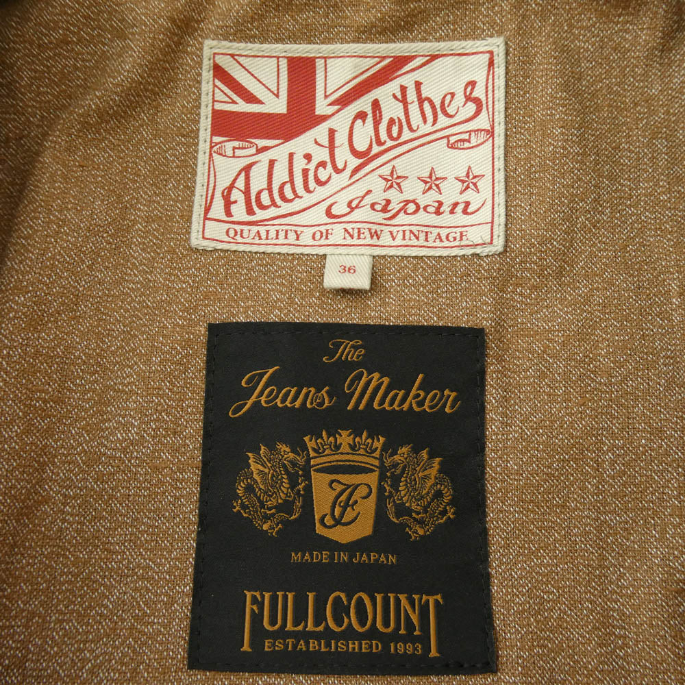 ADDICT CLOTHES アディクトクローズ 2896EX × FULLCOUNT フルカウント Horse-Hide British Riders Jacket ホースハイド ダブル ライダース ジャケット グリーン系 36【中古】