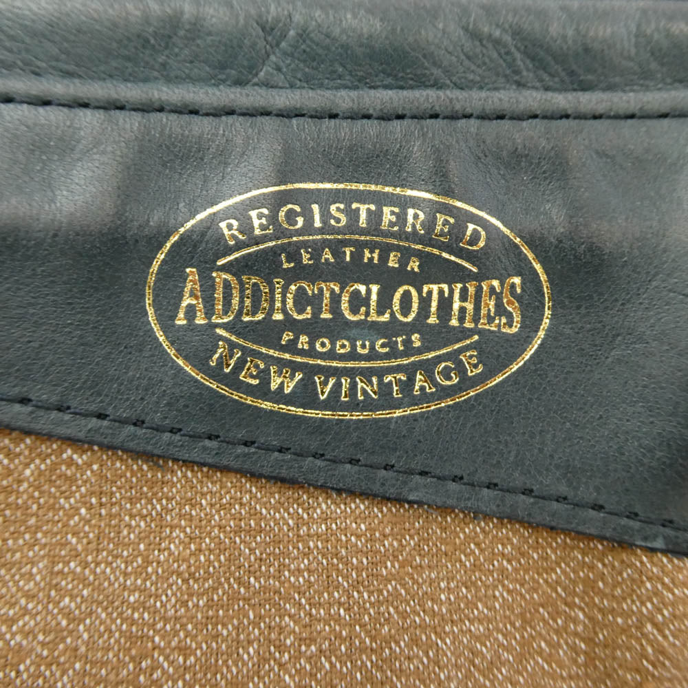 ADDICT CLOTHES アディクトクローズ 2896EX × FULLCOUNT フルカウント Horse-Hide British Riders Jacket ホースハイド ダブル ライダース ジャケット グリーン系 36【中古】