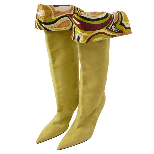 Emilio Pucci エミリオプッチ スエード ニーハイ ブーツ イエロー系 36【中古】