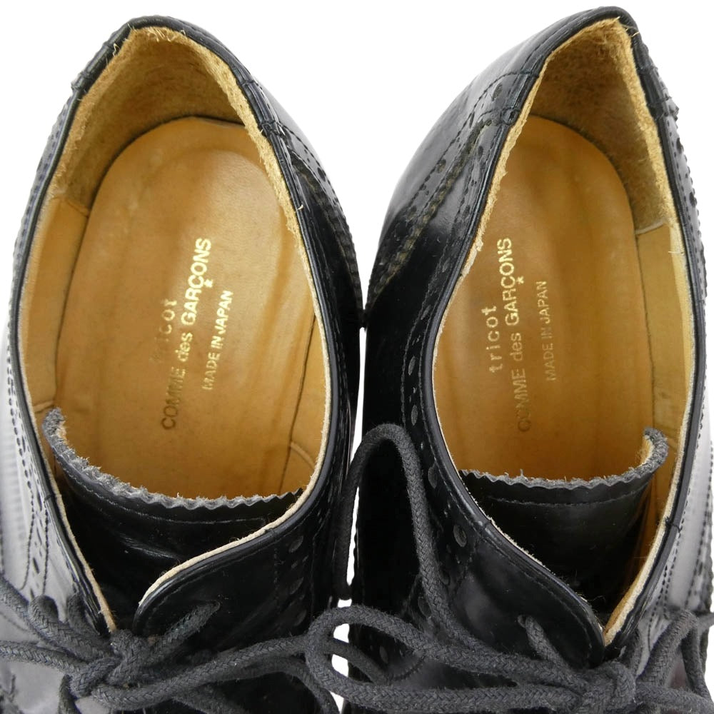 tricot COMME des GARCONS トリココムデギャルソン ウィングチップ レースアップ レザーシューズ ブラック系 24【中古】
