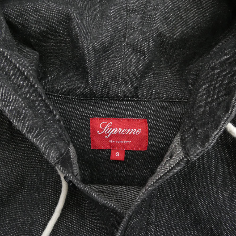 Supreme シュプリーム 12AW Hooded Denim Shirt フーデッド デニム シャツ ブラック系 S【中古】