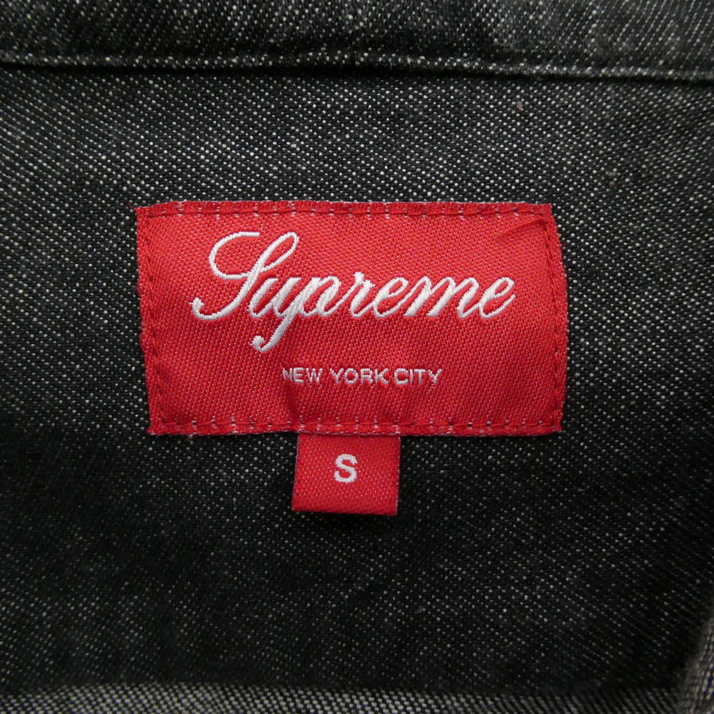 Supreme シュプリーム 12AW Hooded Denim Shirt フーデッド デニム シャツ ブラック系 S【中古】