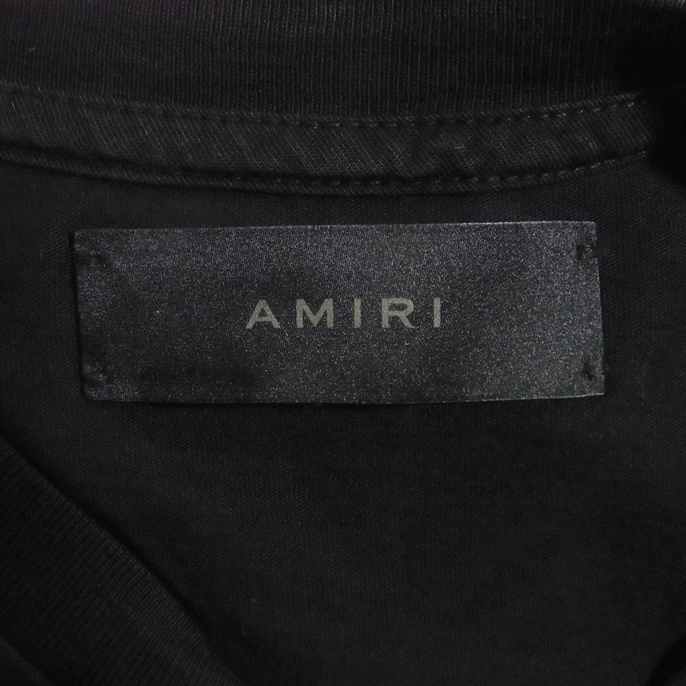 AMIRI アミリ ロゴプリント クルーネック 半袖 Tシャツ カットソー ブラック系 XS【中古】