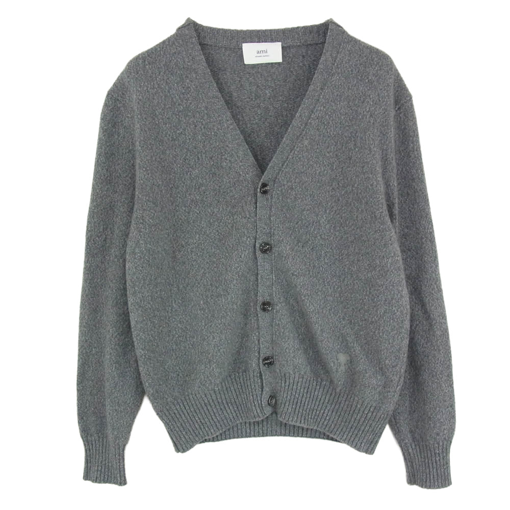 AMI PARIS アミパリス HKC127.005 DE COEUR ウール カシミア カシミヤ Vネック カーディガン グレー系 L【中古】
