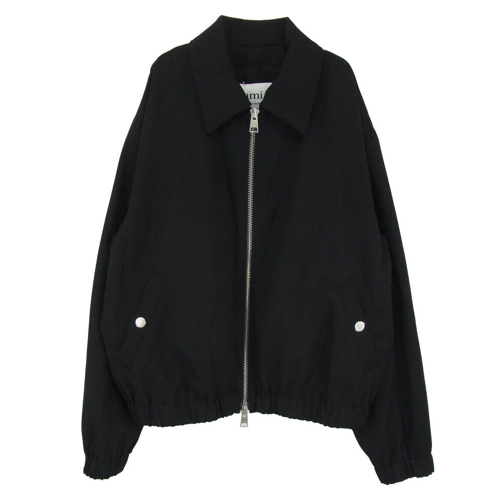 AMI PARIS アミパリス HJK019.WV0037 WOOL ZIP UP BLOUSON ウール ジップアップ ショート ブルゾン ジャケット ブラック系 L【中古】