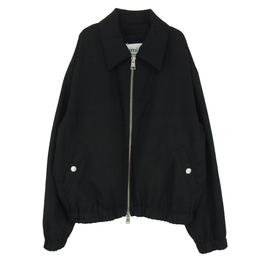 AMI PARIS アミパリス HJK019.WV0037 WOOL ZIP UP BLOUSON ウール ジップアップ ショート ブルゾン ジャケット ブラック系 L【中古】