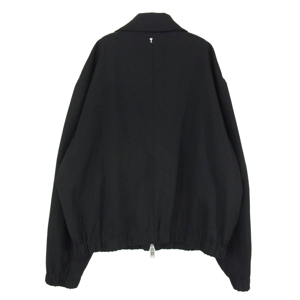 AMI PARIS アミパリス HJK019.WV0037 WOOL ZIP UP BLOUSON ウール ジップアップ ショート ブルゾン ジャケット ブラック系 L【中古】