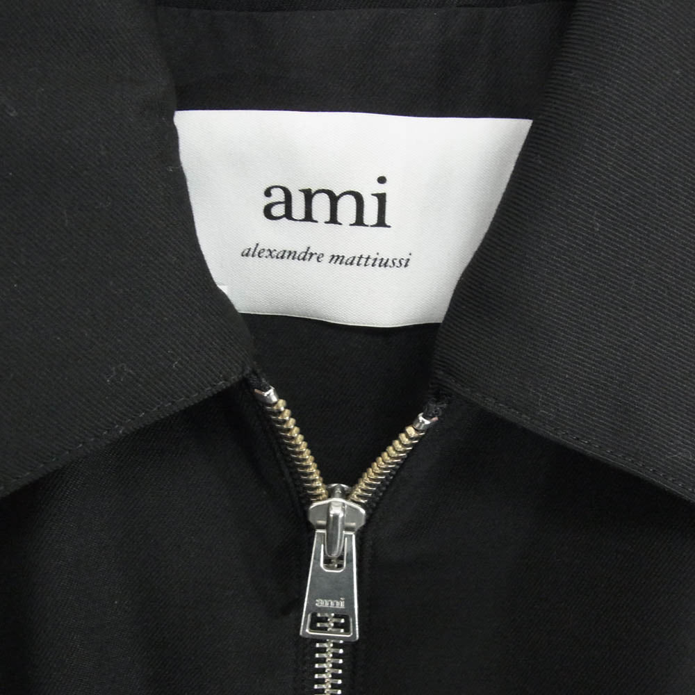 AMI PARIS アミパリス HJK019.WV0037 WOOL ZIP UP BLOUSON ウール ジップアップ ショート ブルゾン ジャケット ブラック系 L【中古】
