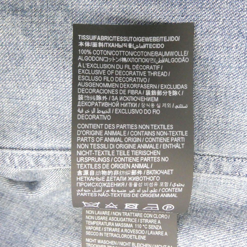 SAINT LAURENT サンローラン 823437 Y14MJ CASSANDRA SHIRT カサンドラ YSLロゴ刺繍 長袖 デニムシャツ ブルー系 L【中古】