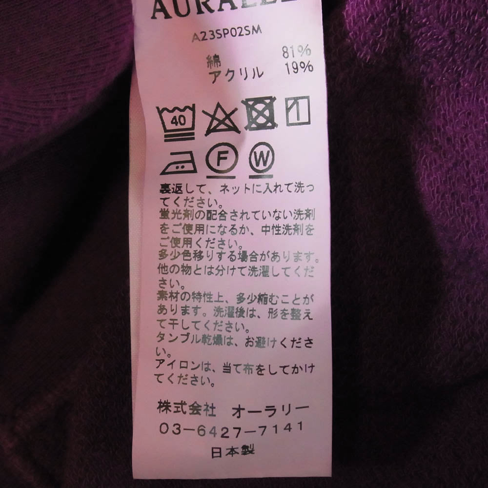AURALEE オーラリー 23SS A23SP025M クルーネック スウェット トレーナー パープル系 M【中古】