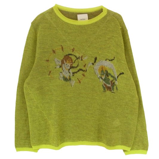 コウタグシケン 24SS KGSS24-K09 See-through Fujin Raijin 風神 雷神 プルオーバー ニット セーター イエロー系 3【中古】