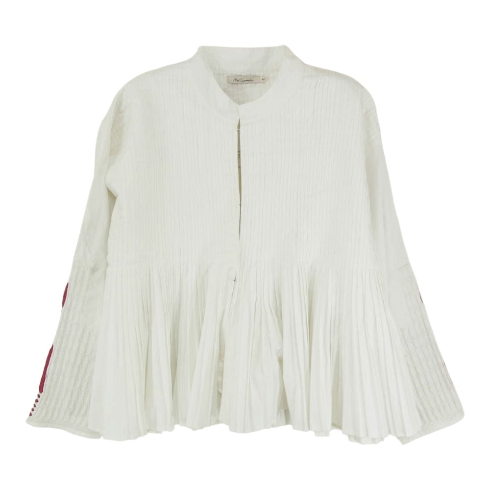 メドモアゼル ピンタック フレア ブラウス ホワイト系 40【中古】