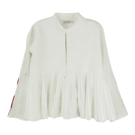 メドモアゼル ピンタック フレア ブラウス ホワイト系 40【中古】