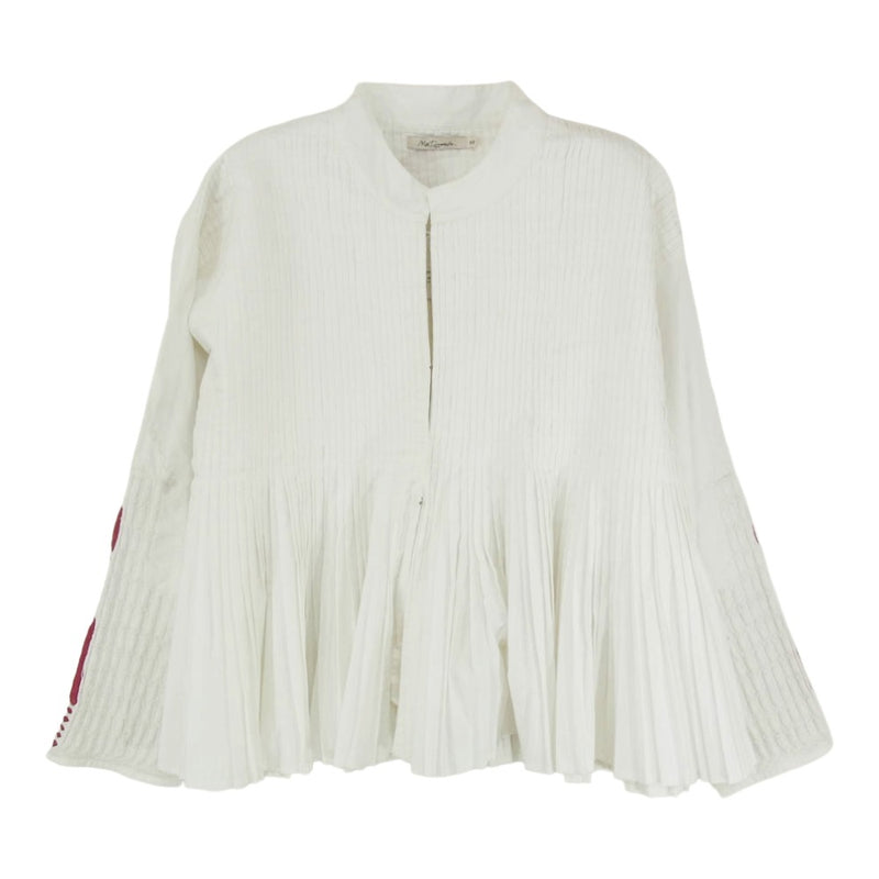 メドモアゼル ピンタック フレア ブラウス ホワイト系 40【中古】