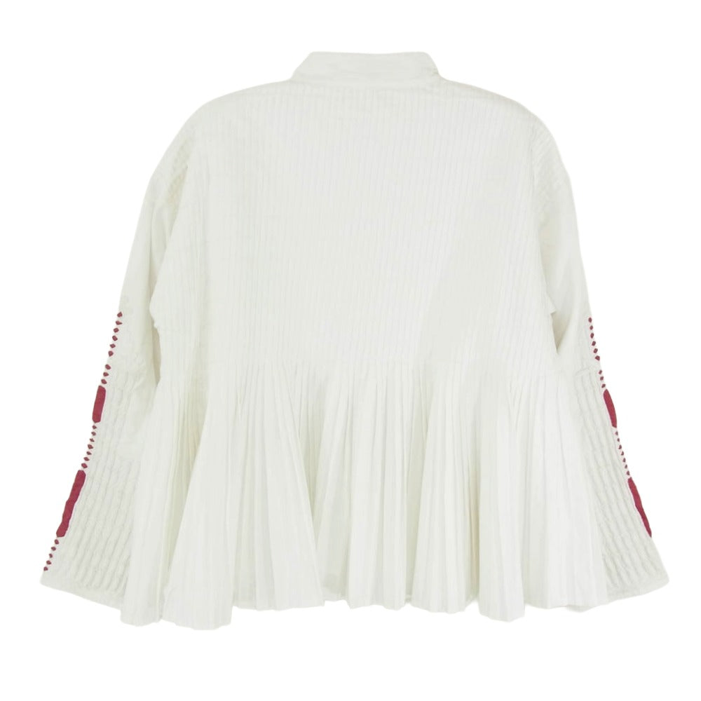 メドモアゼル ピンタック フレア ブラウス ホワイト系 40【中古】