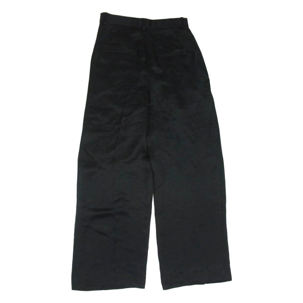 ヘヨン ボトムス 無地 トリアセテート ワイド スラックス ブラック系 S【中古】
