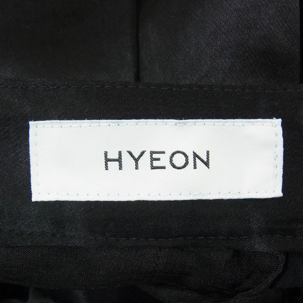 ヘヨン ボトムス 無地 トリアセテート ワイド スラックス ブラック系 S【中古】