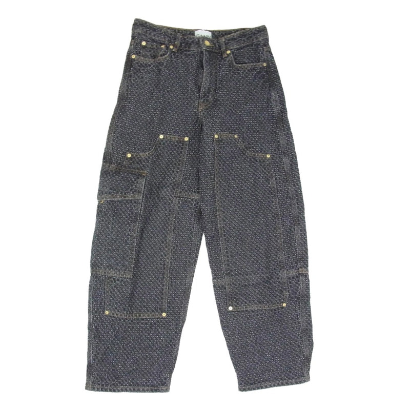 ガニー J1617 Fluffy Denim Carpenter Jeans ダブルニー カードポケット カーペンター フラッフィー デニムパンツ ブラック系 25【中古】