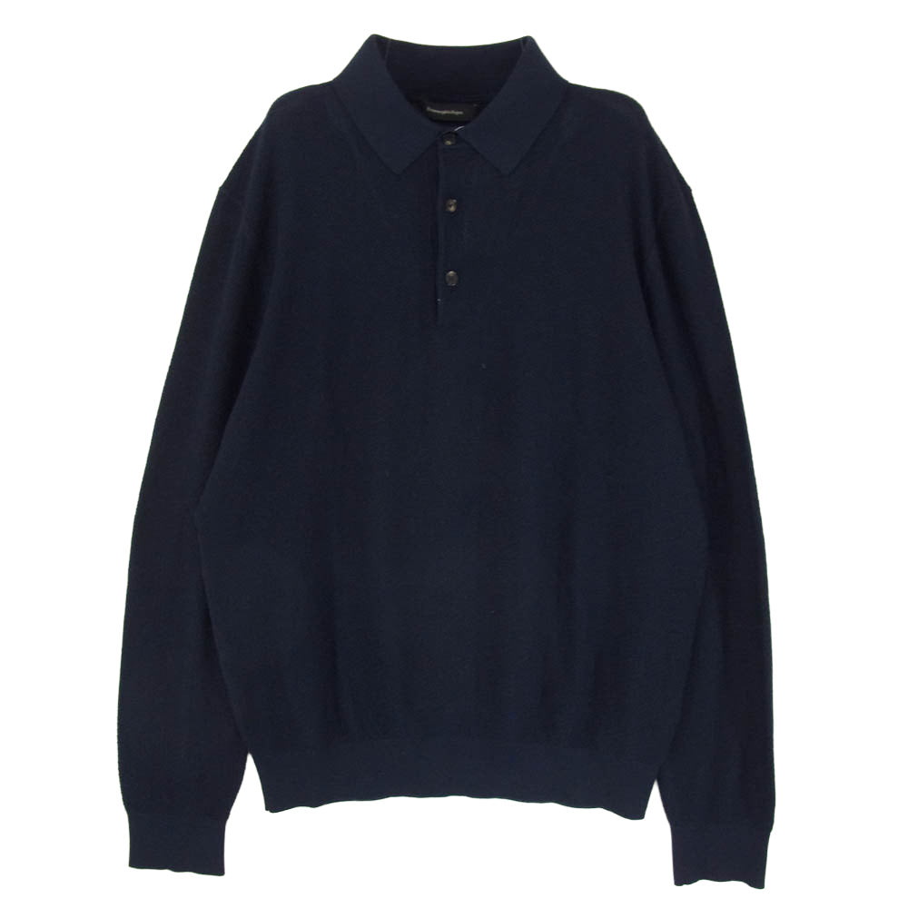 Ermenegildo Zegna エルメネジルドゼニア イタリア製 シルク混コットン ニットポロ ネイビー系 S【中古】