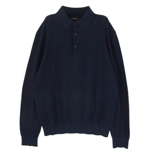 Ermenegildo Zegna エルメネジルドゼニア イタリア製 シルク混コットン ニットポロ ネイビー系 S【中古】